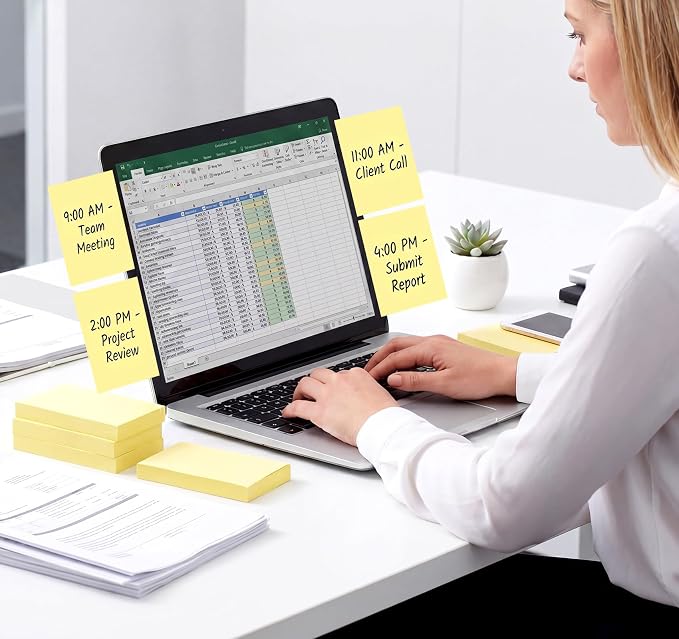 1200 Pcs Large Sticky Notes Yellow 76 x 127mm/3 x 5 in, 12 Pads Self-Stick Notes - Image 7