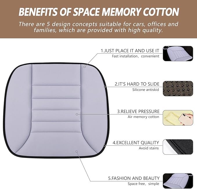MYFAMIREA Car Seat Cushion Pad 1.2" Thick Comfort Seat Protector - Image 2