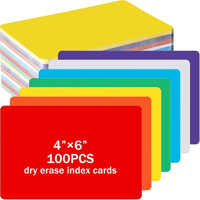 Harloon 100 Pcs Dry Erase Index Cards 4 x 6 Inch Laminated Reusable Dry Erase by Muasung
