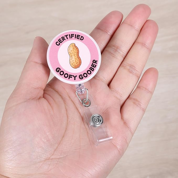 Pink Certified Goofy Goober Funny Nurse Badge Reel, Cute Retractable ID - Image 4