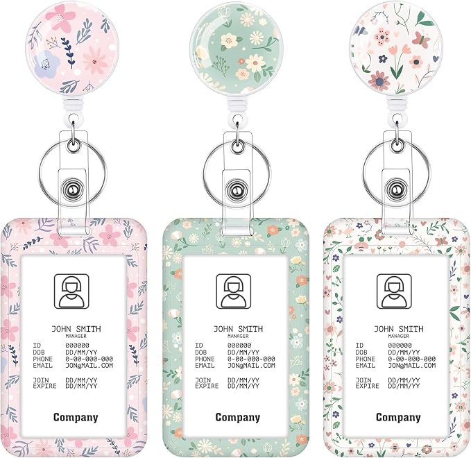 3 Set Floral Pattern ID Badge Holder by BESARME