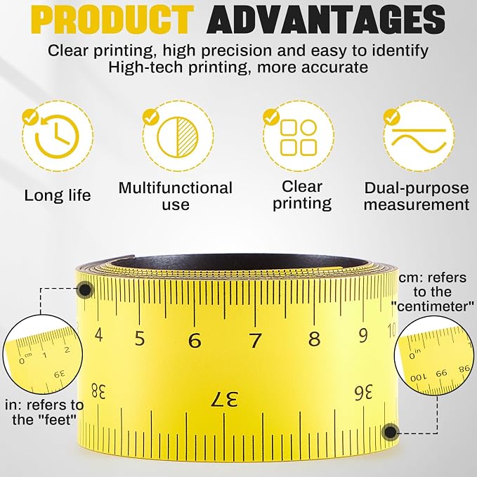 Relaxweex 2 Pcs 39.37 Inch Magnetic Ruler Flexible Tape Magnetic Tape Measure - Image 3