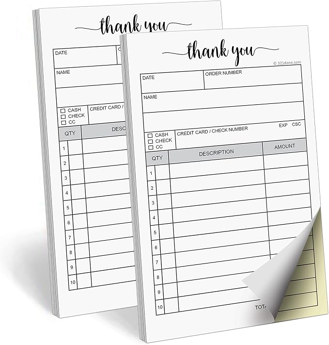 321Done Thank You Receipt Pad, 2-Part Carbonless Carbon Copy Duplicate by 321Done