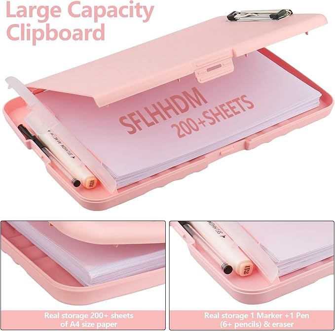SFLHHDM Plastic Clipboard with Storage, High Capacity Clip Boards 8.5x11 with - Image 2
