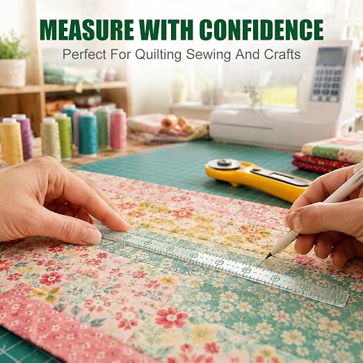 1/2" x 12" Pocket Quilting Ruler, High-Contrast Green Grid Marking Tool - Image 5