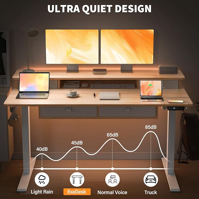 ExaDesk Electric Standing Desk, 63 * 30 Inches Adjustable Height - Image 6