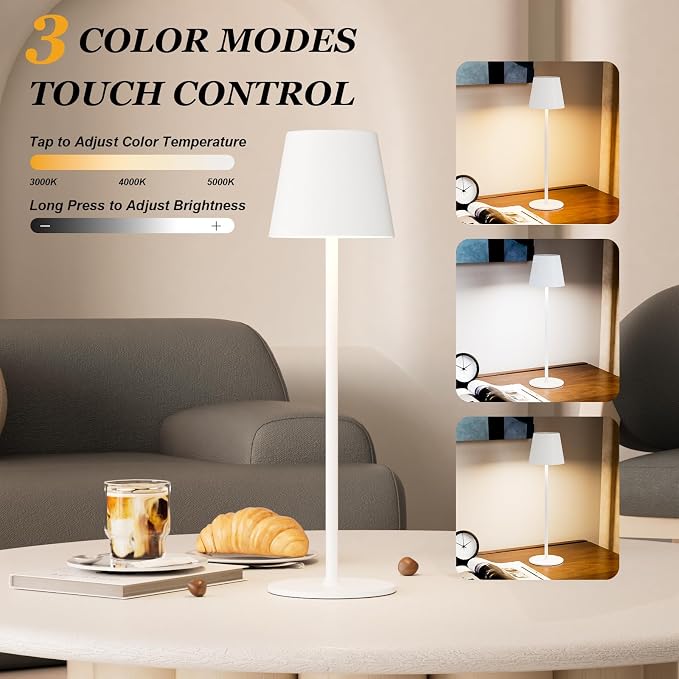 Kakanuo Cordless Table Lamp Rechargeable White - Image 2