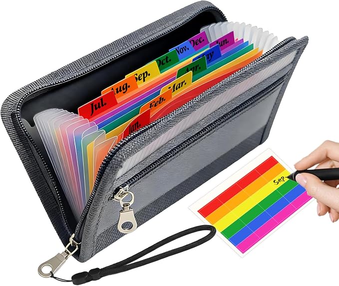 Portable Receipt Organizer & Coupon Holder, 12 Pockets Accordion Expanding File by Simpldell