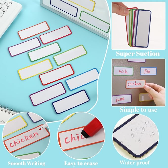 72 Pcs Dry Erase Magnetic Labels, 3.2 × 1.2" Magnetic Name Tags Reusable - Image 3