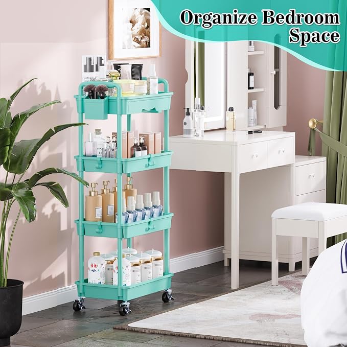 SUNALLY 4 Tier Rolling Utility Cart - Image 7