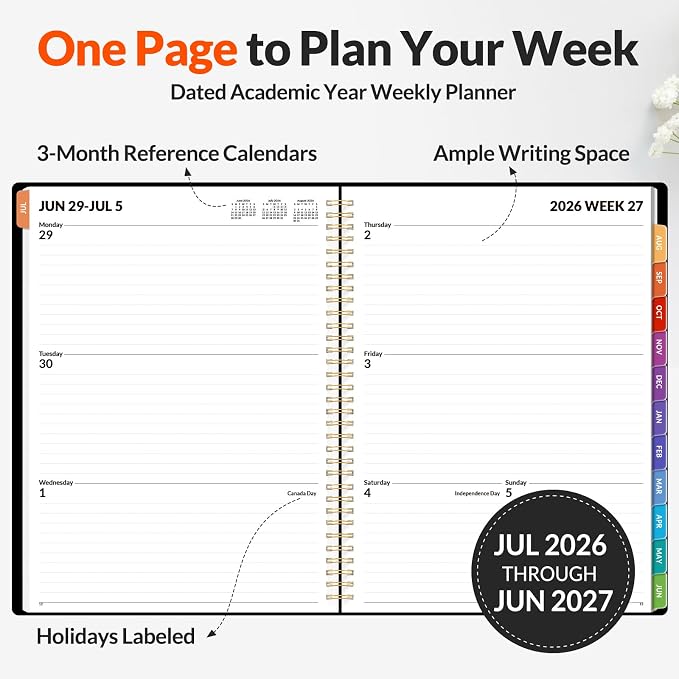 SUNEE Academic Planner 2026-2027 – Weekly & Monthly Planner, July 2026 to June - Image 2