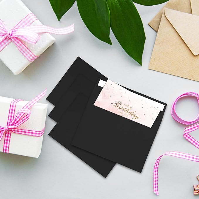50Packs A4 Black Envelopes 4x 6 Inch Card Envelopes, Self Seal - Image 6