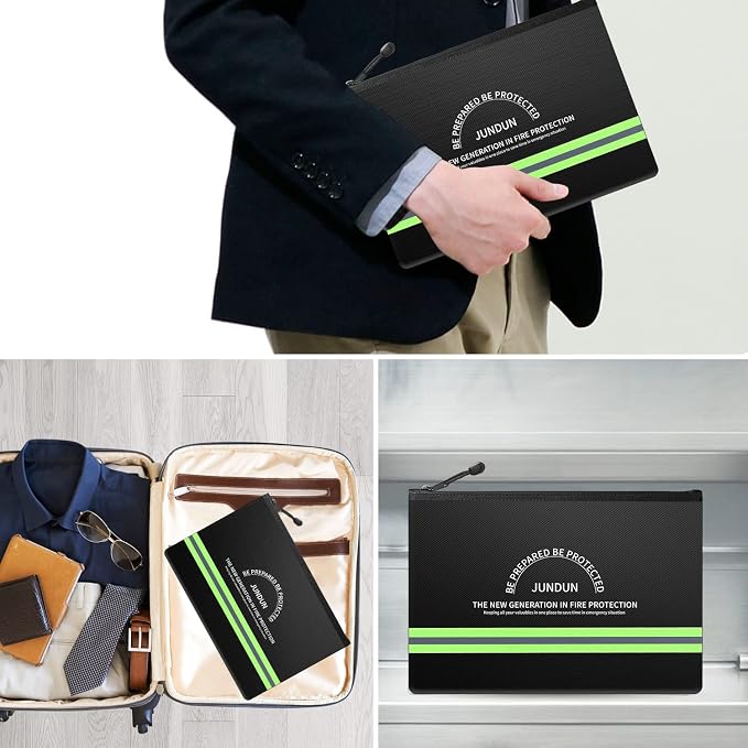 JUNDUN Fireproof Money Bag, 10.6"x6.7" Waterproof and Fireproof Cash Bag - Image 7