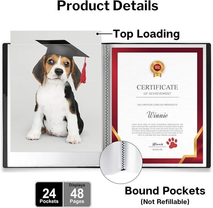 Dunwell 11x14 Binder with Sleeves, 24 Pockets Display 48 Pages, Large Folder - Image 2