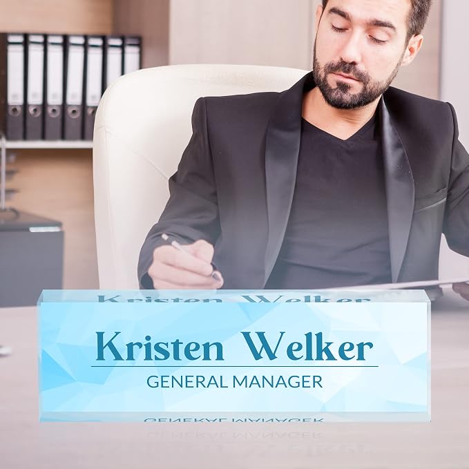 Personalized Desk Name Plate, Custom Acrylic Glass Name Plates - Image 3