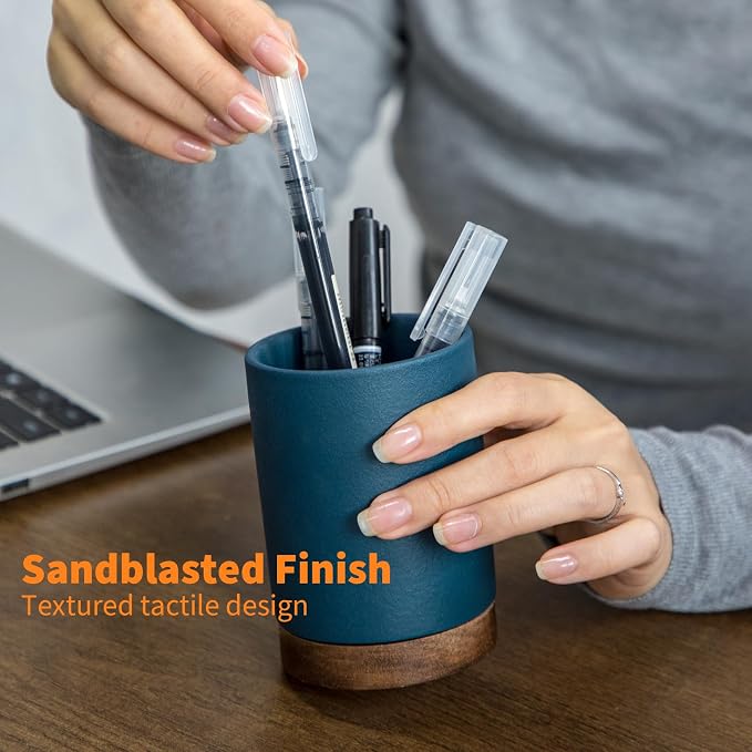 Pen Holder for Desk, Ceramic Pencil Organizer & Makeup Brush Holder, Office - Image 6