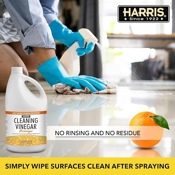 HARRIS Cleaning Vinegar All Purpose Household Surface Cleaner, 128oz (Orange) with Easy Pour Funnel Included-DeskLoop Office