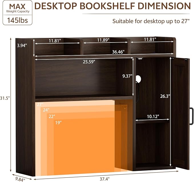 Desktop Bookshelf, Desk Hutch - Image 2