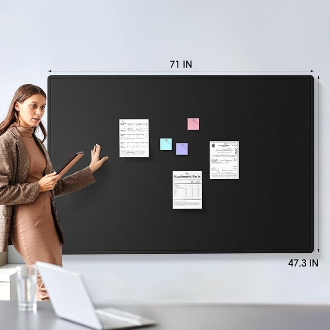 MaxGear Extra Large Bulletin Board 72" x 48", Foldable Felt Board Vision Board Supplies, Cork Board for Office, Home, School, Small Pin Boards for Walls Decorative Display Board Black-DeskLoop Office