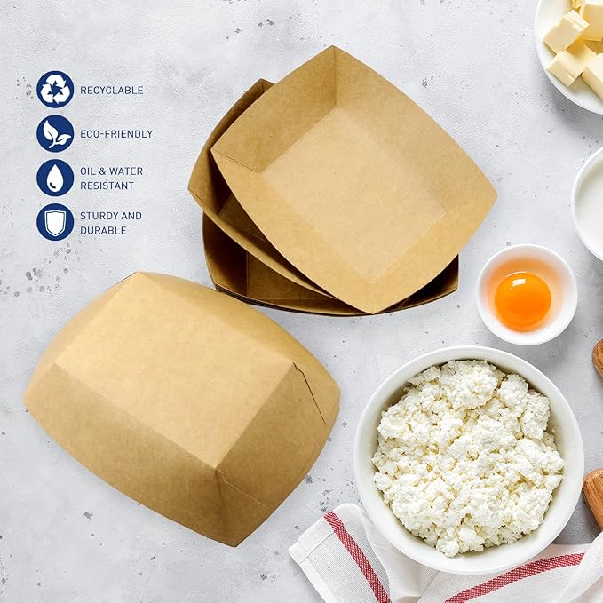Oomcu 100 Pack 3 lb Heavy Duty Paper Food Trays - Image 6