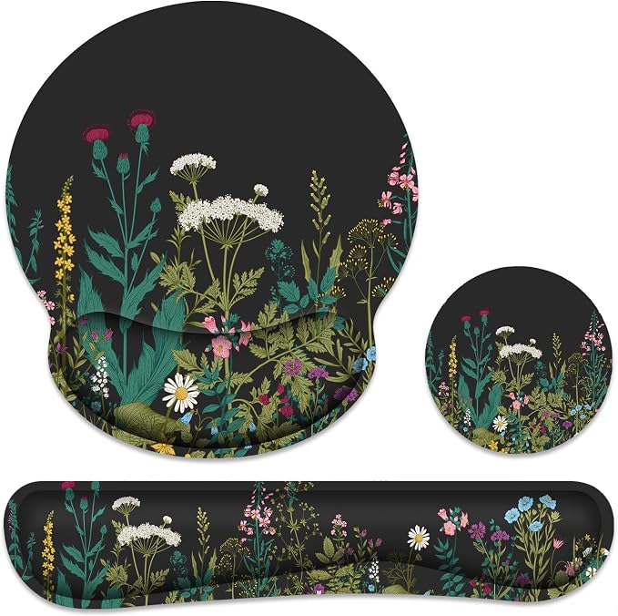 Ergonomic Mouse Pad with Wrist Rest and Keyboard Wrist Rest, Memory Foam Wrist by GJGOO