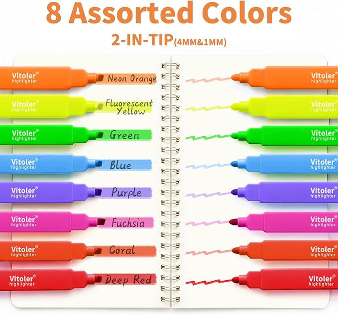 Piochoo Highlighters, Dual Tip Highlighter - Image 2