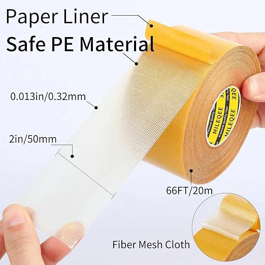 MILEQEE 5Pack Double Sided Tape Heavy Duty, 2in x 66FT, Super Sticky Resistente - Image 2