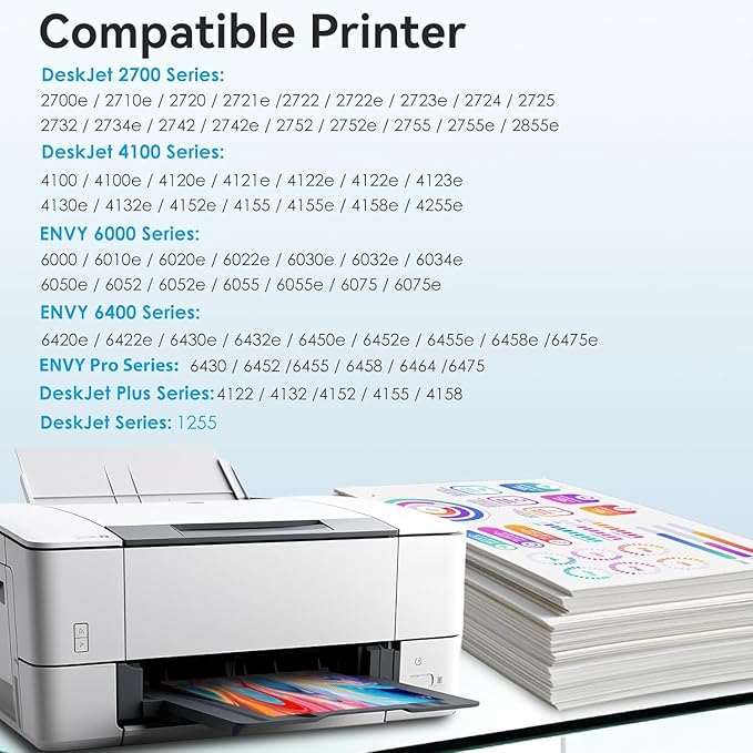 67XL Printer Ink Compatible for HP Ink 67 Replacement for HP67 67XL Ink Cartridges Black/Color Combo Pack Fit for DeskJet 2855e 2827e 4255e 2800e 2700e 2755e 4155e Envy 6000 6055e 6400 6455e Printer-DeskLoop Office