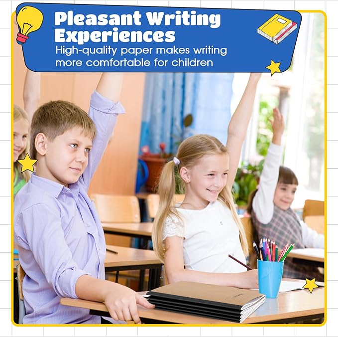 Henoyso 20 Pcs Primary Composition Notebook 9 3/4 x 7 1/2 Inch Kids Journal, Back to School Supplies, K-2 Primary Writing Notebook for Kids Student Draw and Write Story Journal (Black Color)-DeskLoop Office