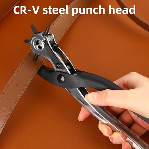 Deli 9" Leather Hole Punch Tool – Heavy Duty Rotary Belt Hole Puncher & Leather - Image 6