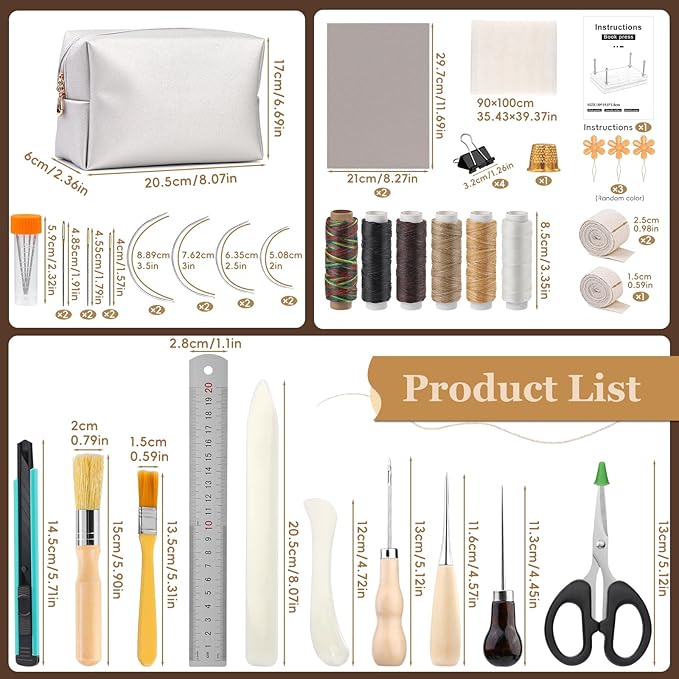 JUPEAN 45 Pcs Book Binding Kits, Bookbinding Kit Large Book Press 14.76”x11.42” with Books Binding Materials Bone Folder Tool Bind Cloth Webbing Strap and Storage Bag for Repair-DeskLoop Office