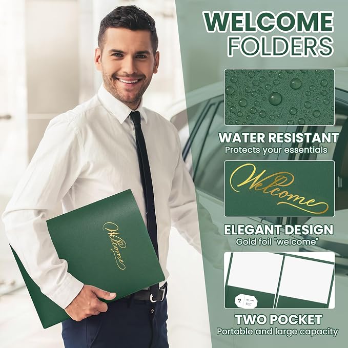 Henoyso 24 Count Welcome Pocket Folders, 9 x 12 Inch Two-Pocket Folder Gold - Image 4