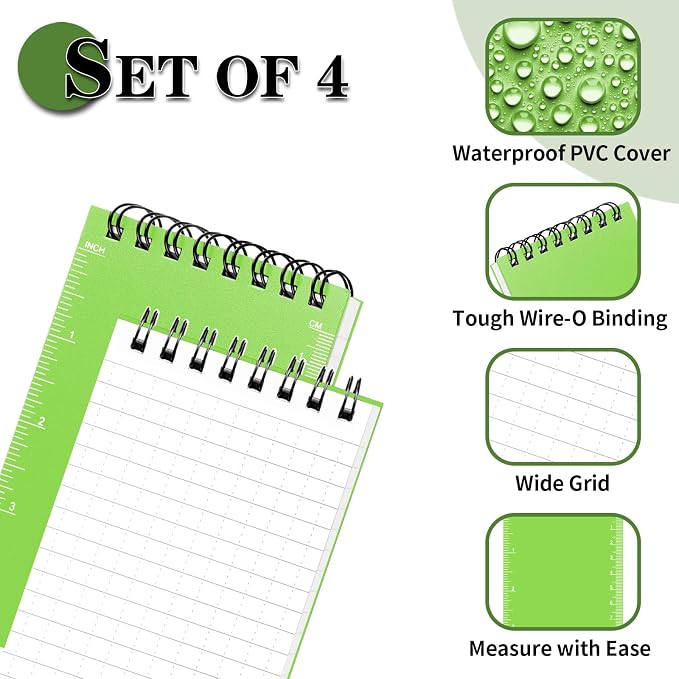 COIDEA Waterproof Notebook, 4 Pack Top-Spiral Pocket Notepad, All Weather - Image 5