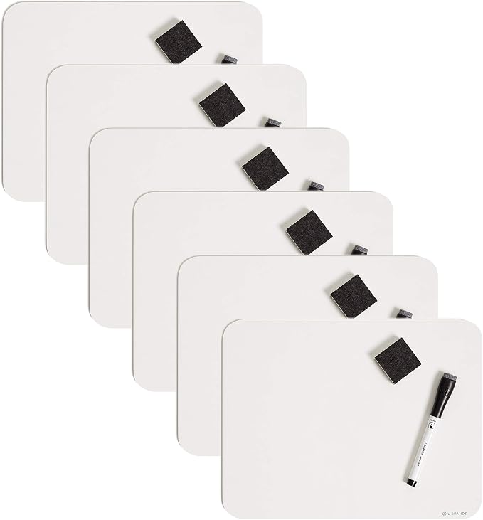 U Brands Dry Erase Lap Board Set, 12” x 9”, Small Whiteboard, Includes 6 - Image 3