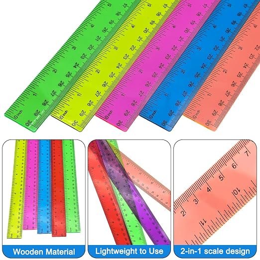 10 Pack Assorted Color Clear Plastic Rulers, 12 Inch/30 cm Transparent Ruler - Image 3