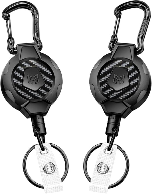 MNGARISTA 2-Pack Retractable Keychain, Heavy Duty 10 OZ Retraction 3K Carbon by MNGARISTA