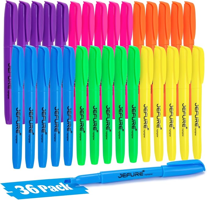 36 Pcs Highlighters, Chisel Tip, Note-Taking, School Supplies by JEFURE