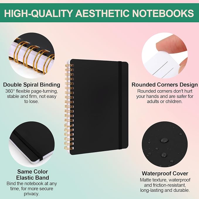 Utron 3 PCS Small Spiral Notebook 5x7, Notebooks - Image 3