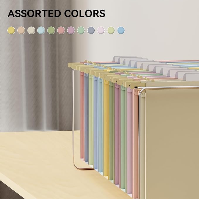 Ansook 12 Pack Plastic Hanging File Folders, 2 Inch Expandable Letter Size - Image 3