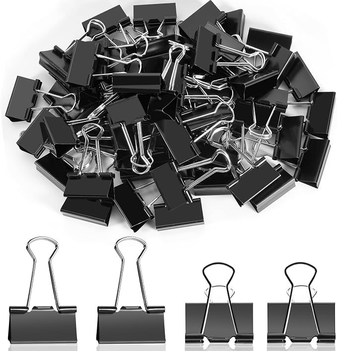 60PCS Medium Binder Clips, 1-1/4 Inch, Metal Paper Clamps by DANRONG
