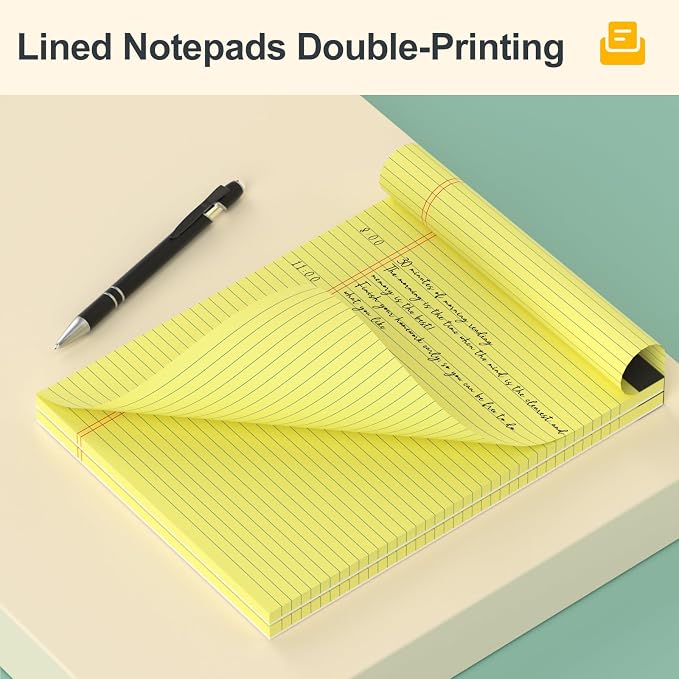 8 Pack Yellow Legal Pads 8.5 x 11 Yellow Notepads 30 Sheets/60 Pages Narrow - Image 5
