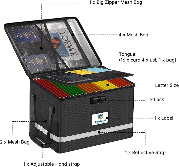 Fireproof File Box with Lock, 5200°F Document Box Storage Organizer, Suitable - Image 6