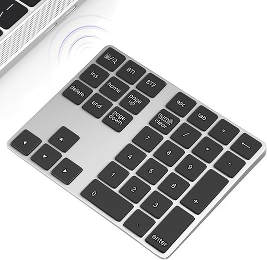 Foloda Bluetooth Number Keypad, Wireless 10 Keys Number Pad for Laptop, 34 Keys Rechargeable Numeric Numpad Key Pad Extensions Keyboard for Chromebook Notebook MacBook-DeskLoop Office