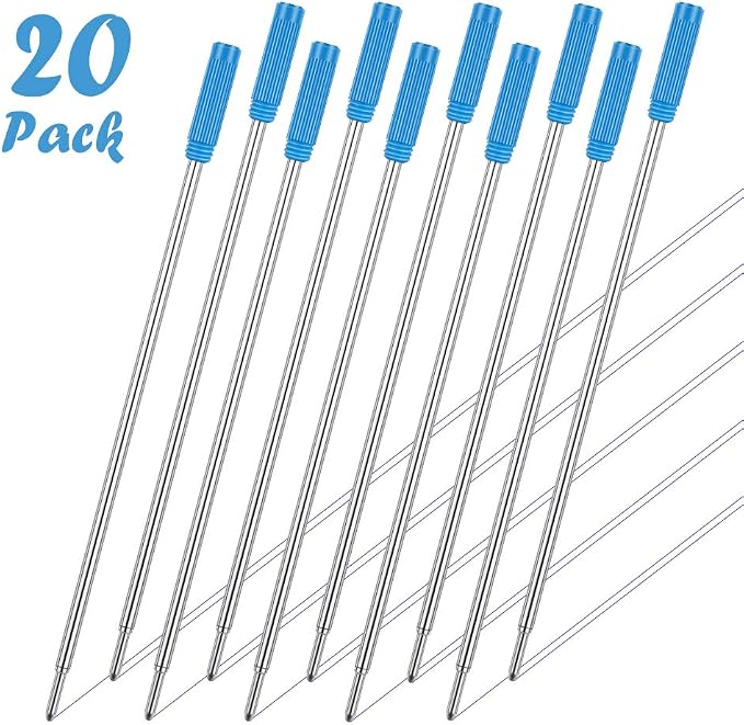 Unibene Cross Compatible Ballpoint Pen Refills 20 Pack, 1.0mm Medium Point-Blue - Image 2