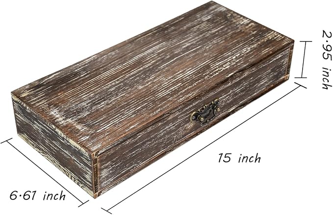 Office Desk Organizer with Drawers Dark Brown Vintage Wood Desktop Storage Box - Image 3