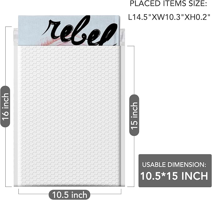 GSSUSA Large Bubble Mailers 10.5x16 Inch 250 Pack White Padded Envelopes - Image 2