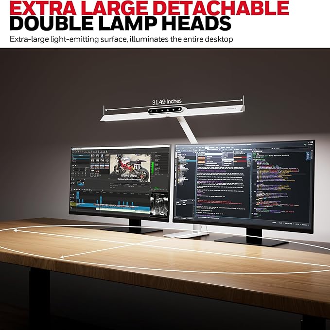 Honeywell LED Desk Lamp with Base - HJ1WT Sunturalux Eye-Caring Architect Desk Lamp for Home Office, 1200LM Computer Desk Light 4 Color Modes Stepless Dimming Task Desk Light with Timer Function White-DeskLoop Office