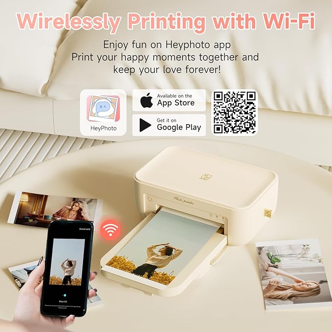 HPRT CP4100 4x6 Instant Photo Printer - Portable Phone Picture Printer + 108 Sheets & 2 Cartridges, Mobile, Wi-Fi, Premium Dye Sublimation (300 DPI) for Pro-Quality Home Prints - Creative Editing App-DeskLoop Office