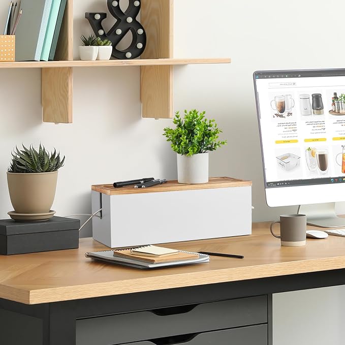 Bivvclaz Large Cable Management Box, Wooden Cord Organizer Box - Image 6