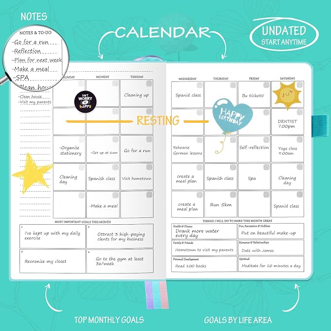 Undated Luxurious Weekly & Monthly Planner to Increase Productivity Hit Your - Image 3